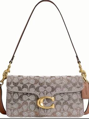 Coach Jacquard Crystal Tabby 26 in Mushroom/ Brown